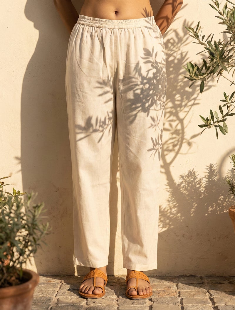 trueBrowns Off-White Black Embroidered Kurta Co-Ord Pant Set - Image 4